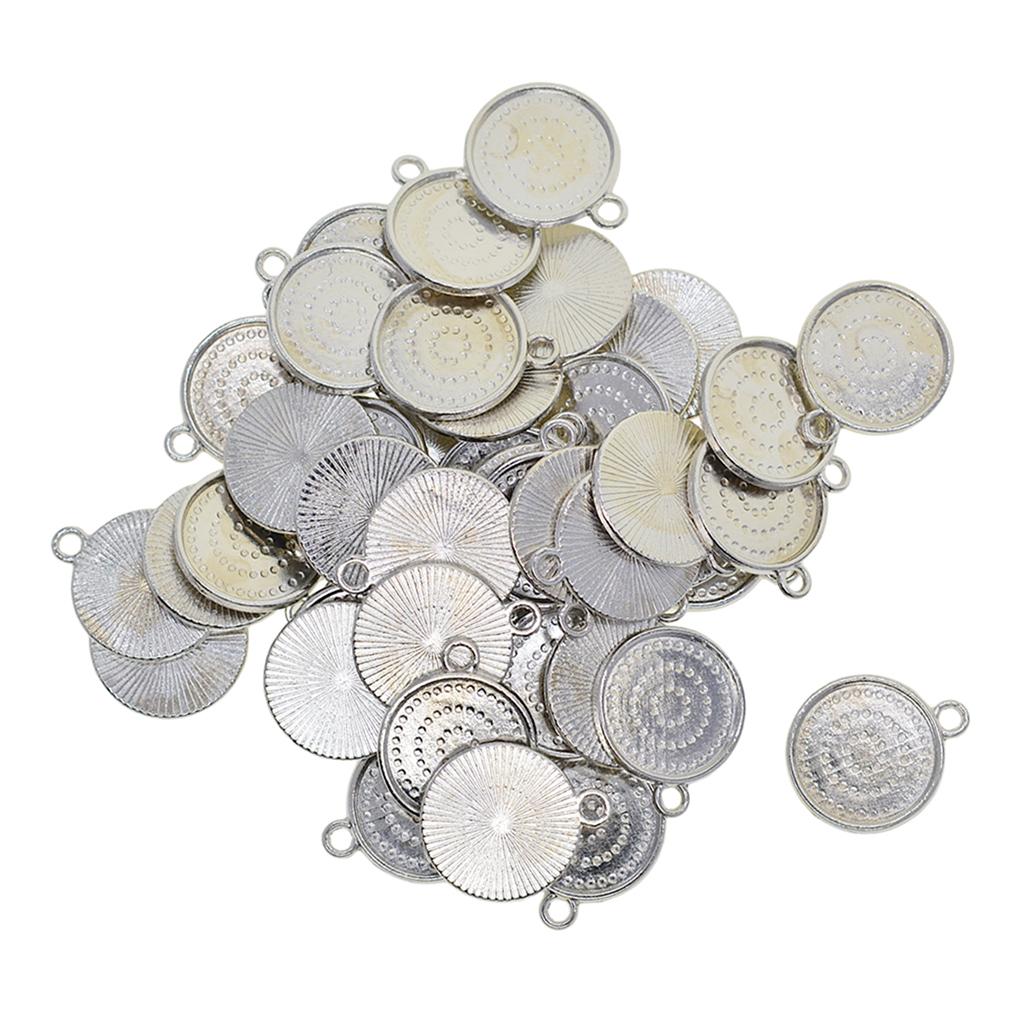 50Pcs Round Pendant Blank Cabochon Base Setting Trays DIY Jewelry Making16mm