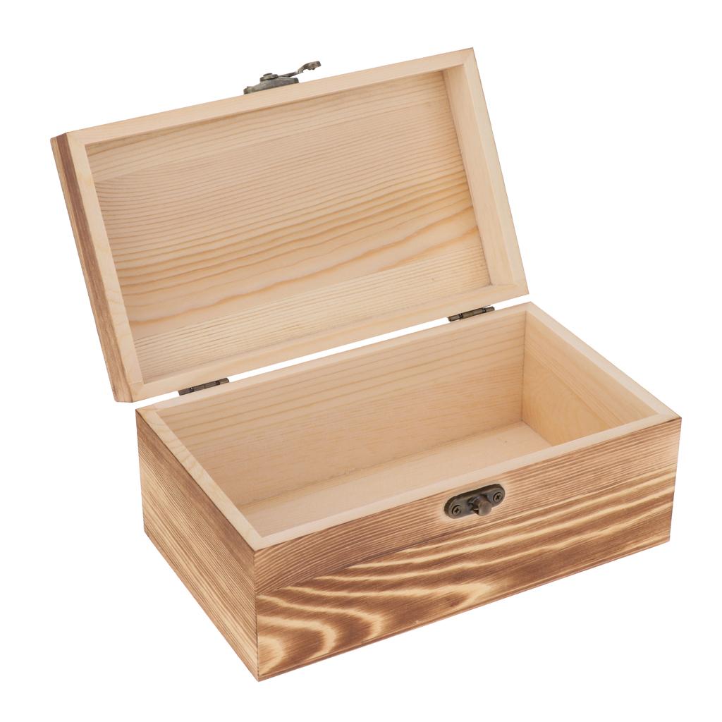 Unpainted Plain Wooden Jewelry Box Trinket Gift Box Keepsake Organizer     L