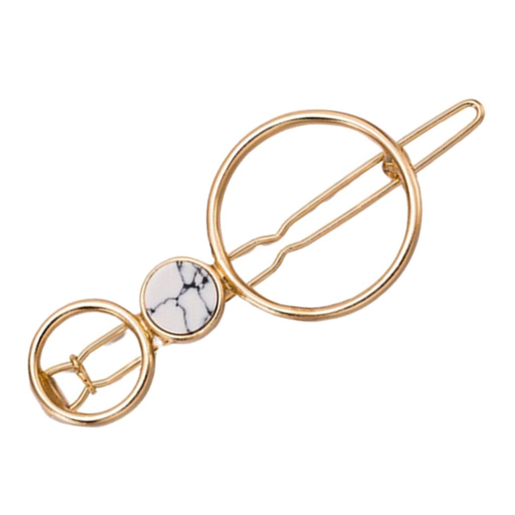 Geometric Metal Hair Clip Ponytail Holder Hair Accessory Double Hoop White