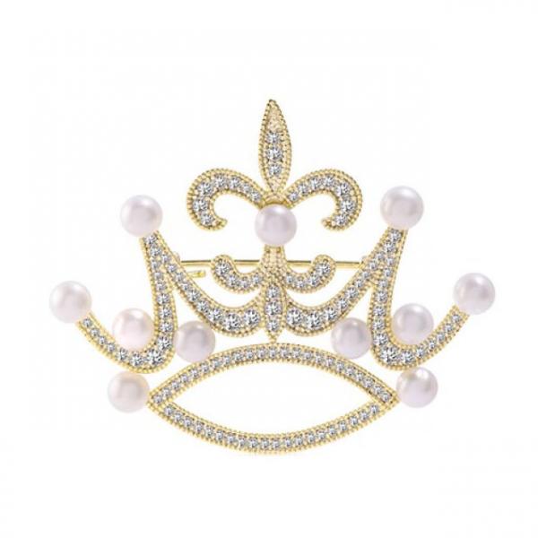 Crown Style Brooch Pin Woman Windbreaker Scarf For Tourism Dinner Wedding