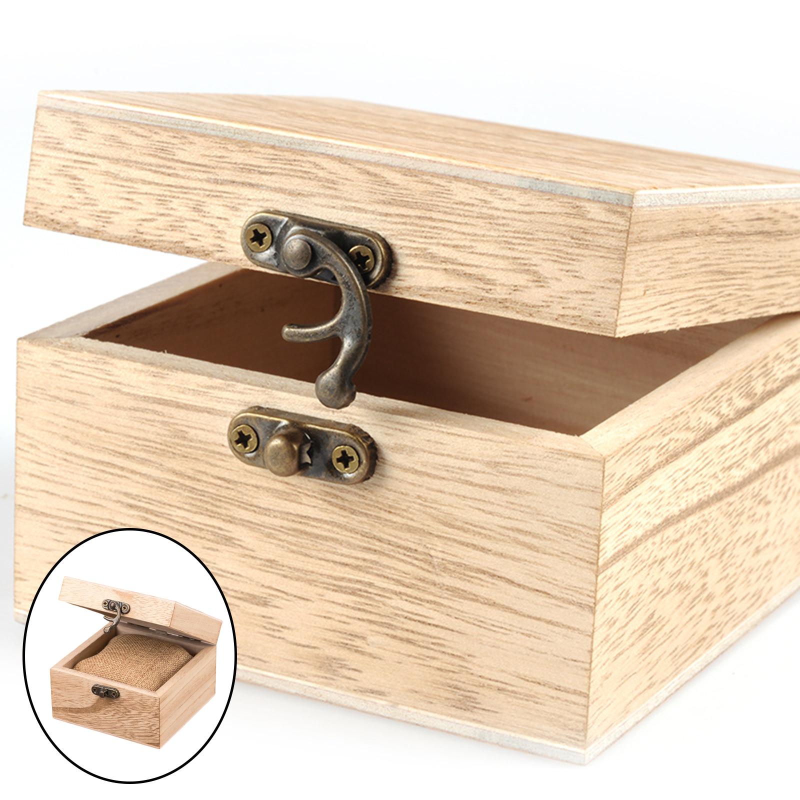 DIY Unpainted Wooden Watch Case Square Jewelry Display Box Chest for Gadgets