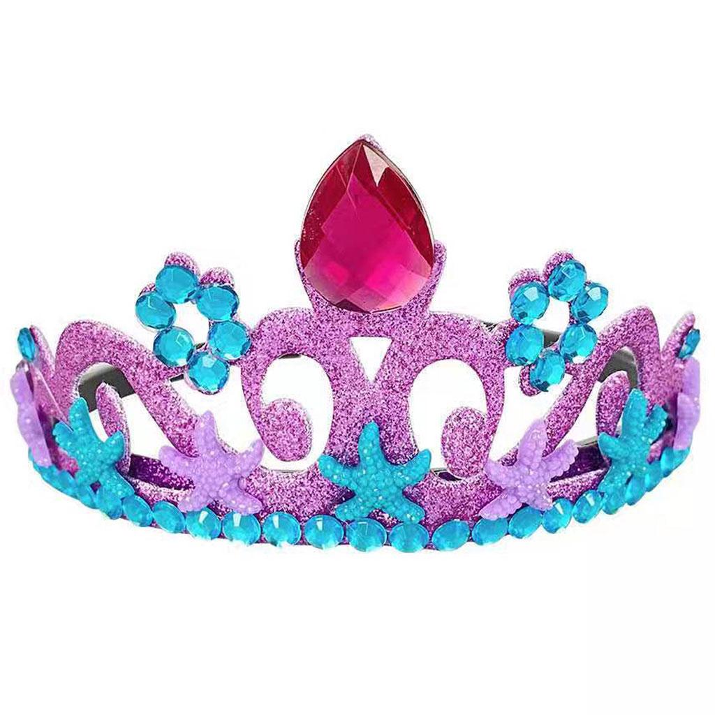 Crystal Girl Kids Crown Dance Teens Costume Headdress Hair Jewelry Purple