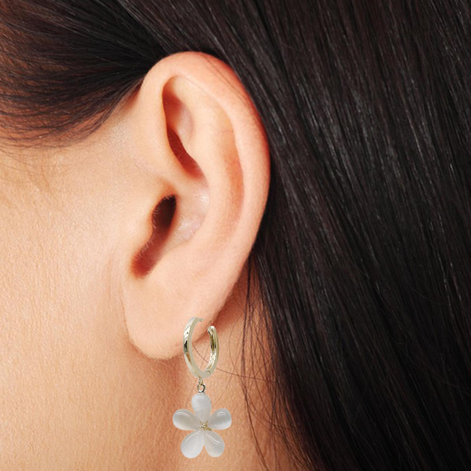 Drop Earrings Simple Cats Eye Stone Earrings Eardrop Flower Earrings Dangle