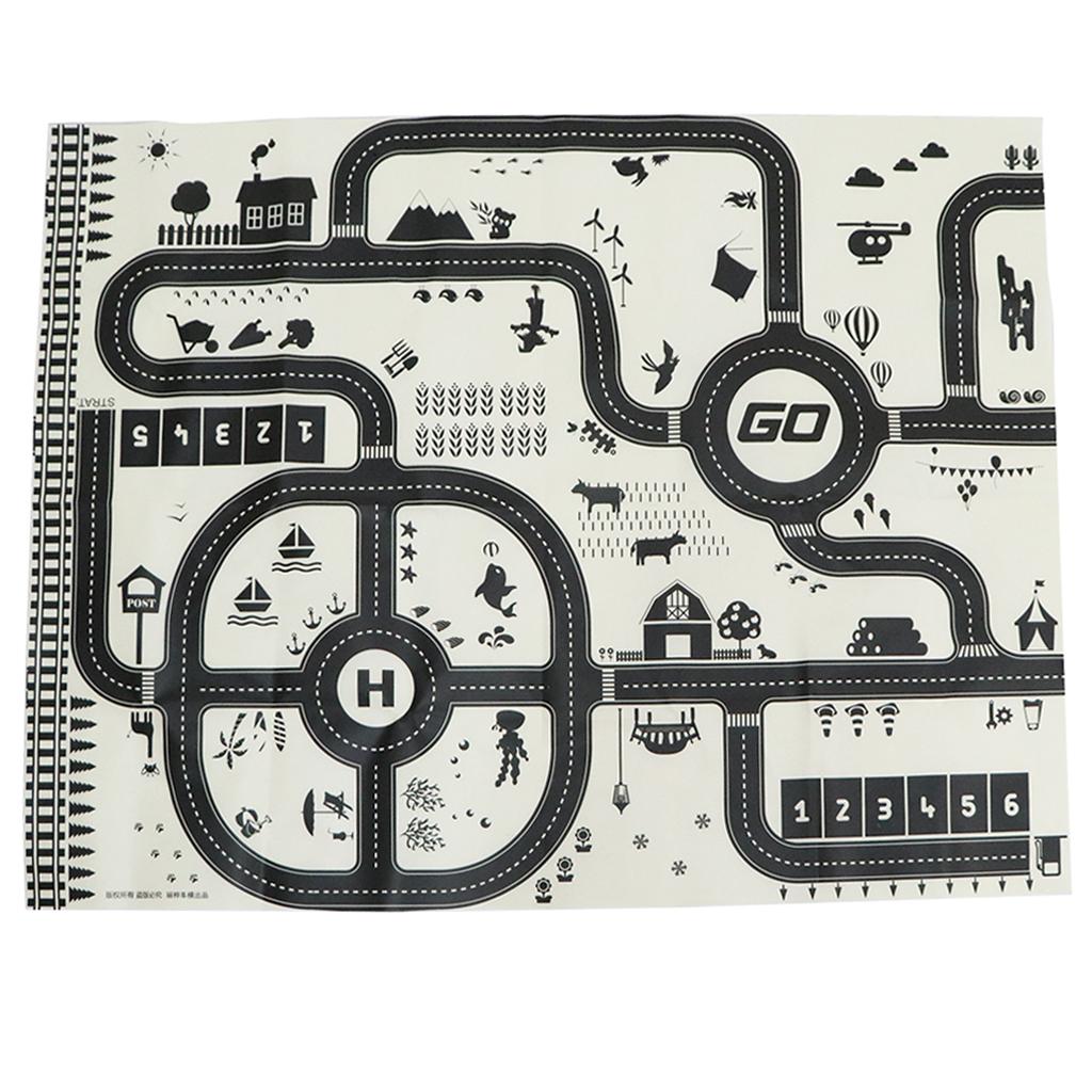 130*100cm Nordic Style Country Traffic Road Play Mat for Car