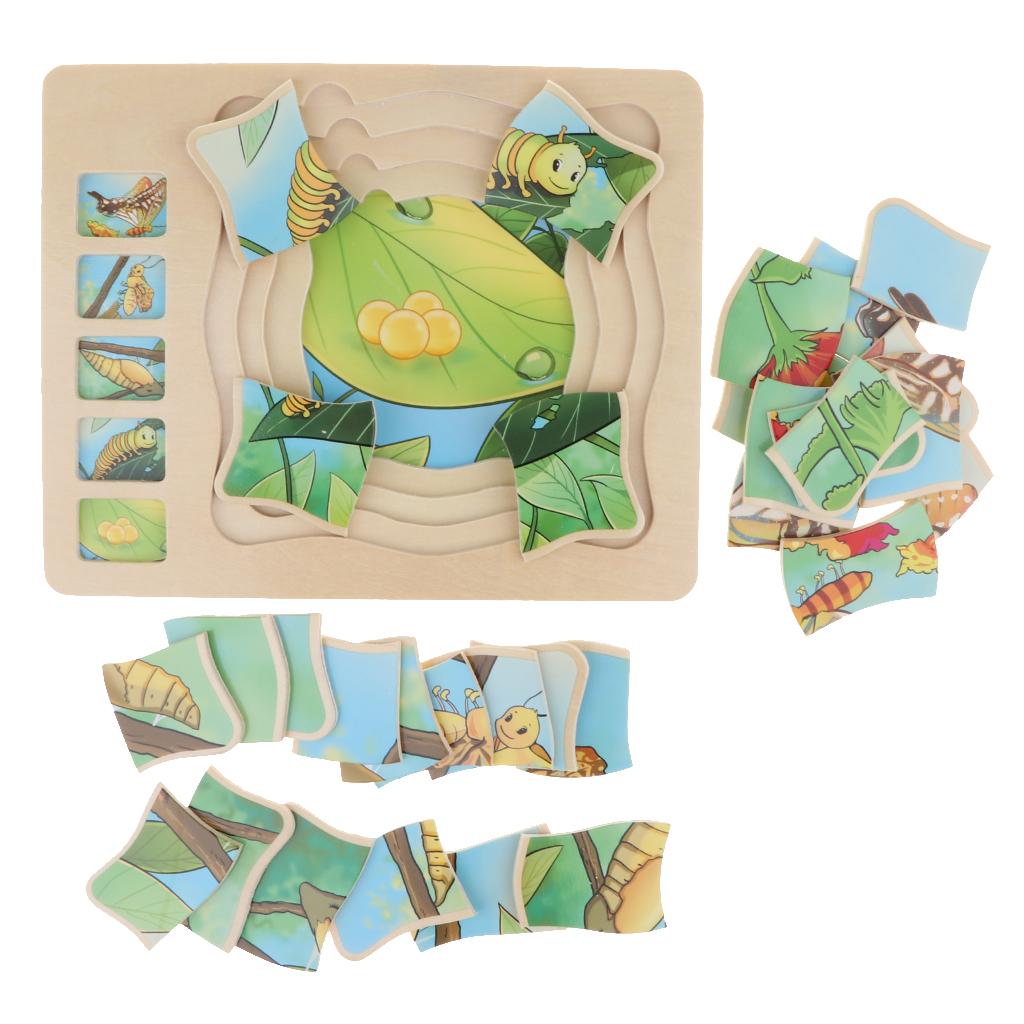 Wooden Butterfly Block Puzzle Board Montessori Educational Matching Toy
