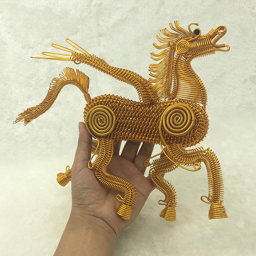 Handcrafted Pegasus Flying Horse Model Metal Crafts Desk Ornament - Golden