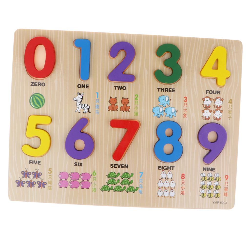 Wooden Number Puzzle Baby Toddler Preschool Kid Educational Toy 