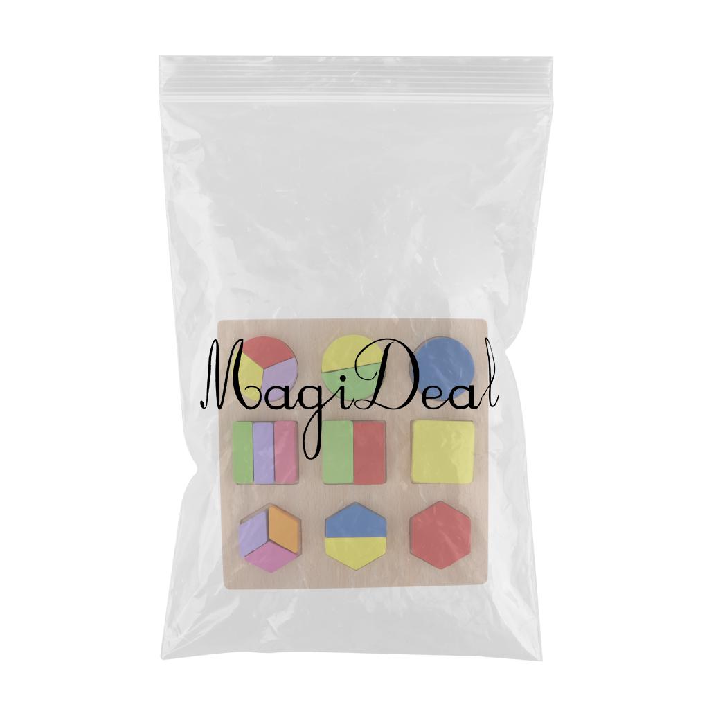 Montessori Wooden Geometry Puzzle Kids Early Educational Toy Set Hexagon