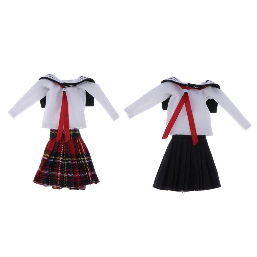 Fashion 12Inch Doll Uniform Pleated Dress Garments for Blythe 1/6 BJD Dolls 