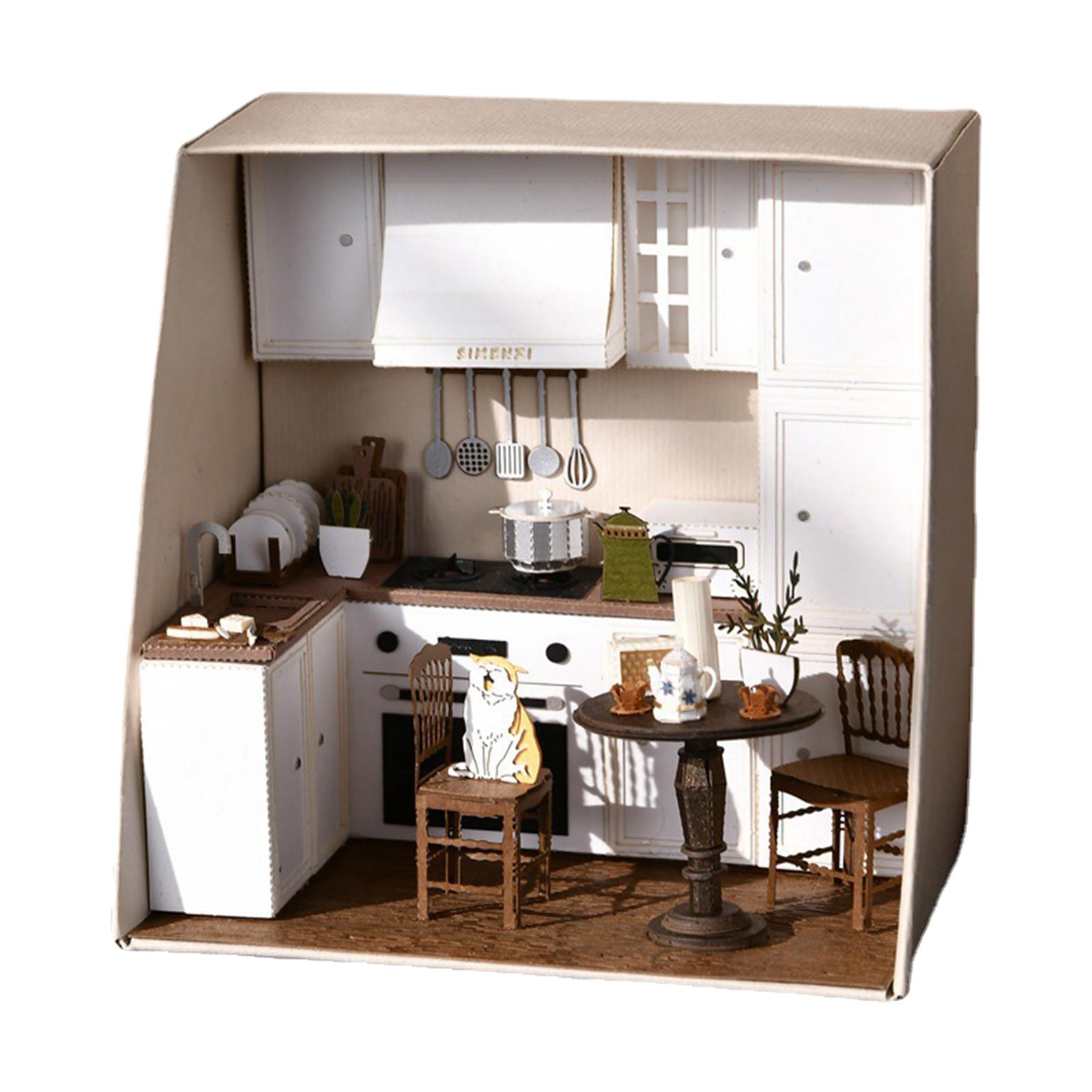 2Pcs  Miniature Doll House W/ LED Light & Furniture Set 3D Model