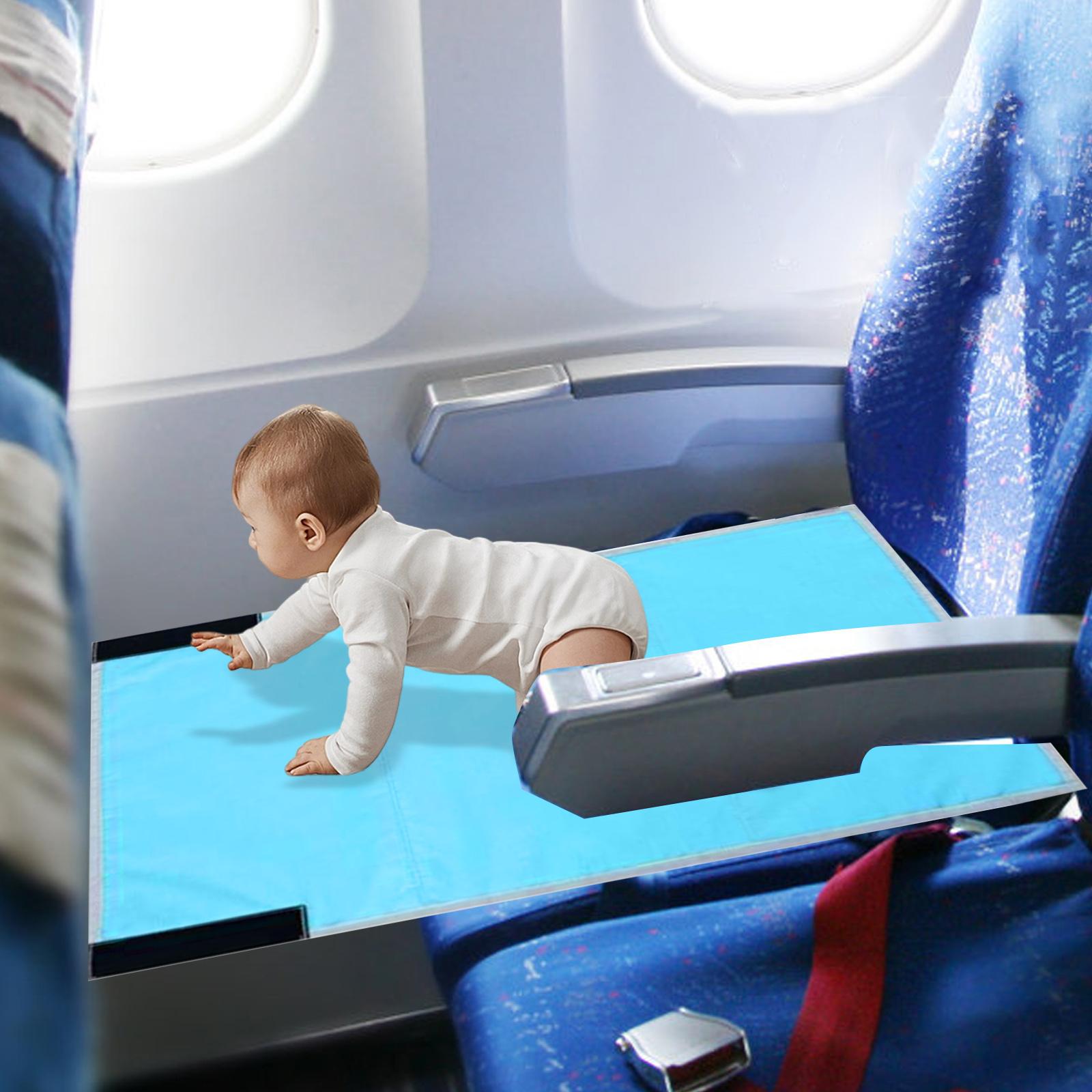 Airplane Flights Foot Rest Hammock Seat Cover Compact Airplane Seat Extender Blue