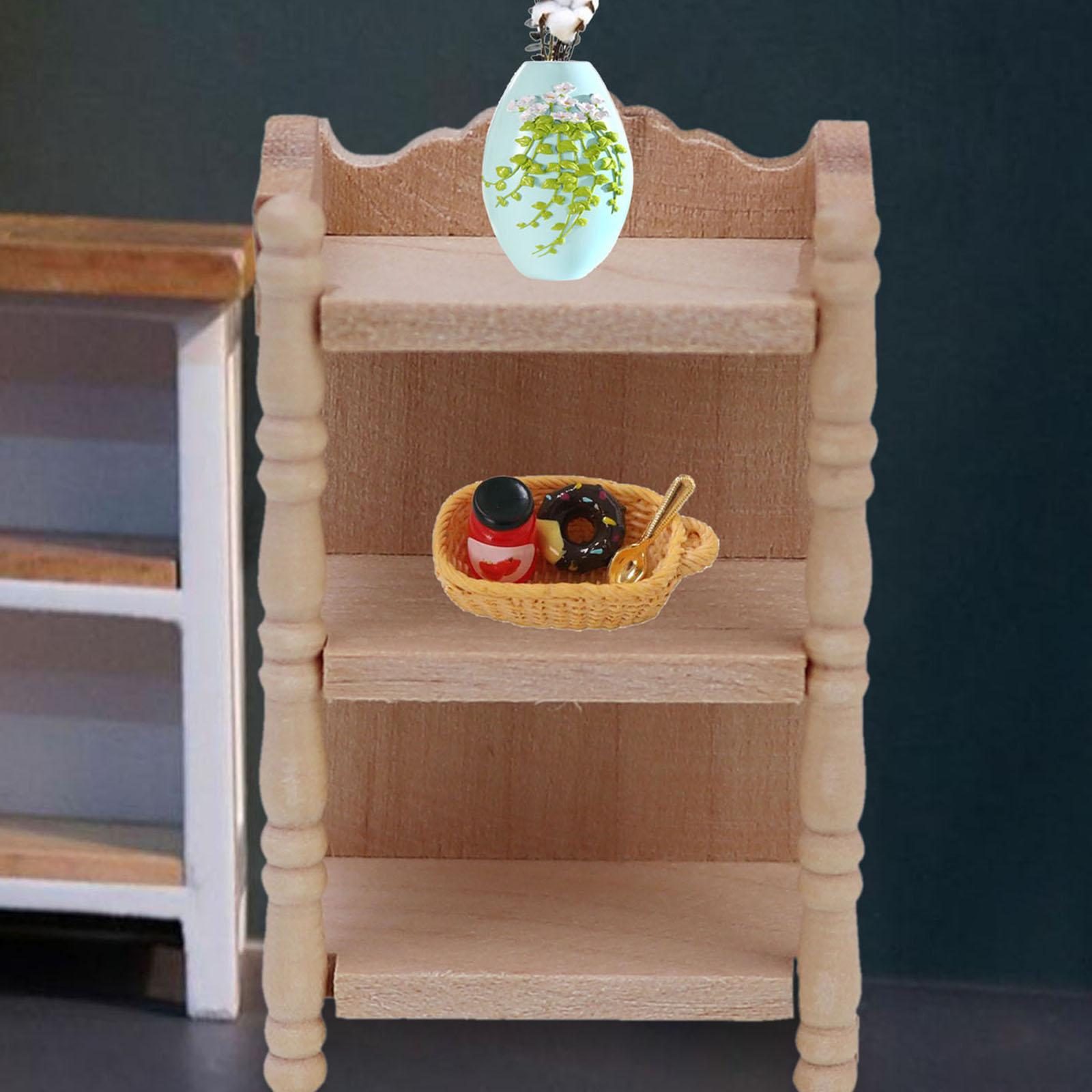 1:12Dollhouse Wood Storage Shelf Dollhouse Bookshelf for Photo Props