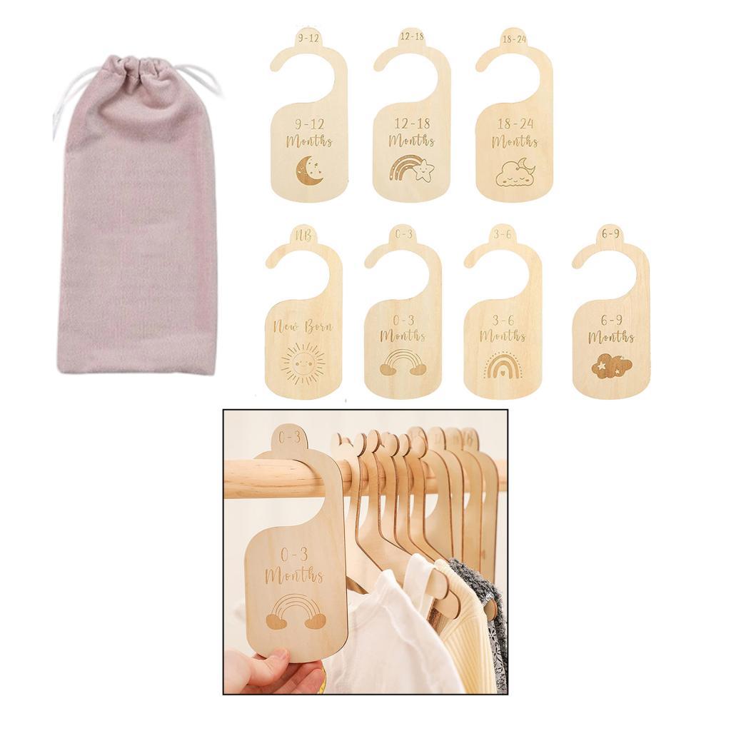 7 Pieces Infant Wardrobe Divider Label Hanging Clothes Dividers for Wardrobe