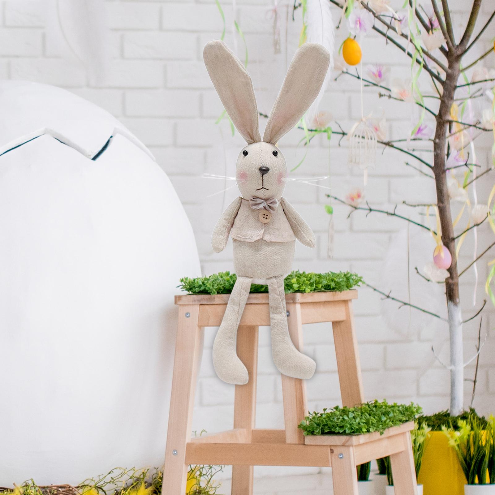 Easter Rabbit Animal Doll Easter Bunny Ornament for Farmhouse Kitchen Office