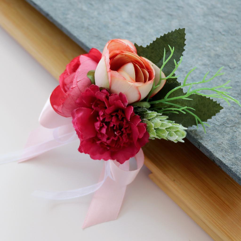 Elegant Corsage Tea Rose Carnation Flower Boutonniere Pin Wedding