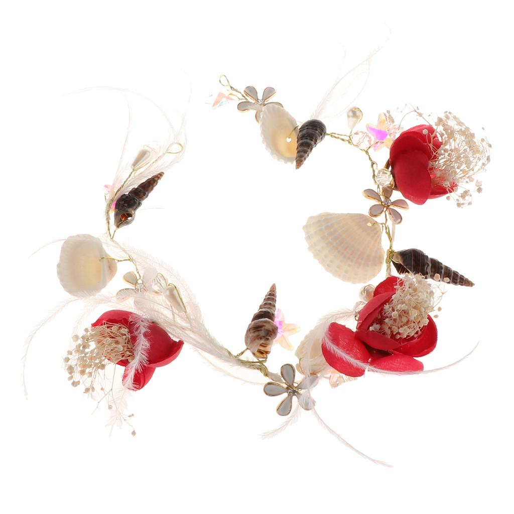 Lady Girls Head Flower Headband Headpiece Hair Jewelry Accessories Red