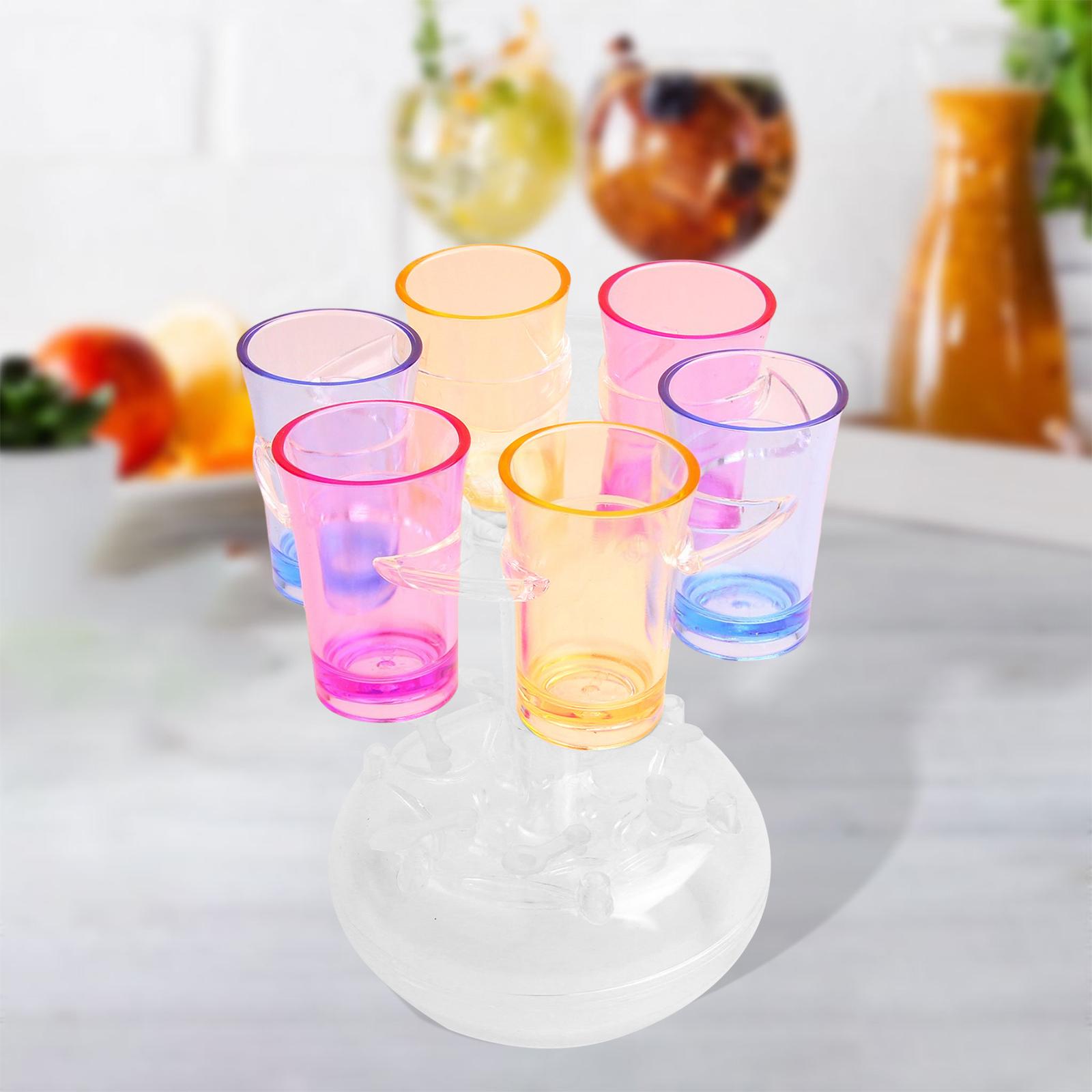 6 Shot Glass Dispenser and Holder for Beverage, Cocktail, Wine and Juice, Mixed Color
