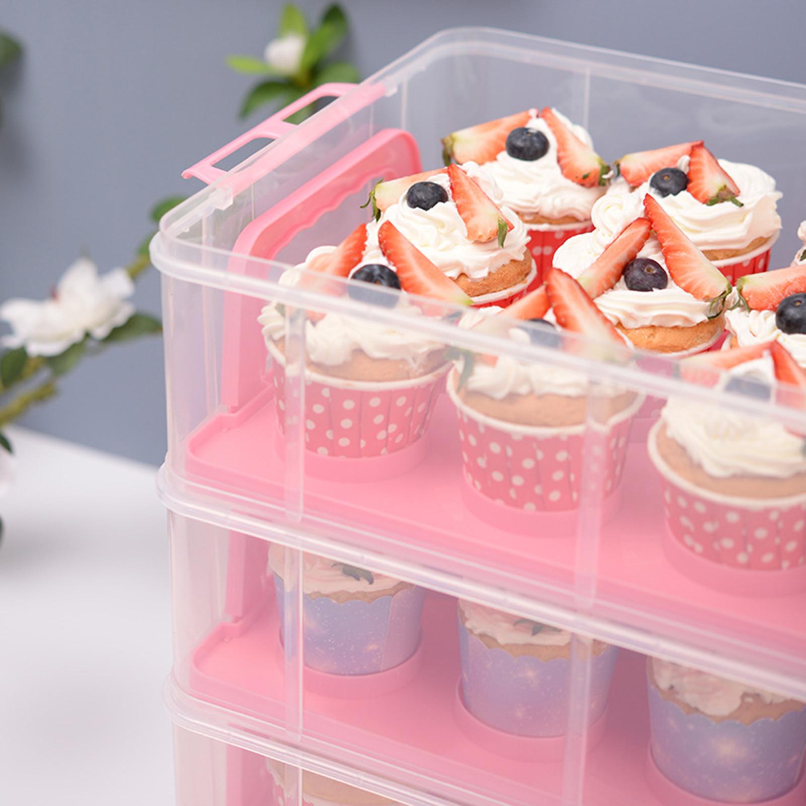 Clear Cake Carrier Cupcake Storage Containers Holder Stackable Layer Insert