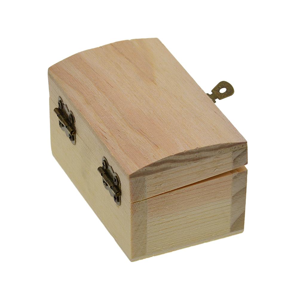 DIY Plain Unpainted Wooden Storage Boxes Wood Case Memor Chest Jewelry 