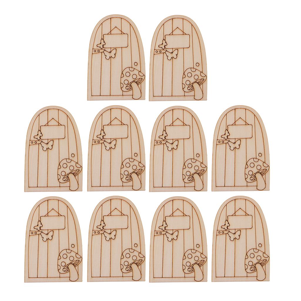 10 Pieces Fairy Gardens Mini Wooden Fairy Door Supplies Accessories