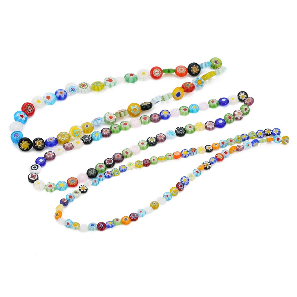 Colorful Flower Pattern Beads for Handmade Jewelry Bracelets Necklaces Spacer Beads(About 48 PCS Each Strand)