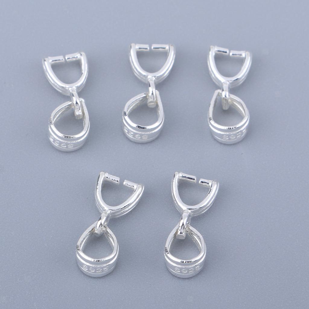 5pcs Sterling Silver Clasp Pinch Clip Bail Pendant Connector Jewelry ...
