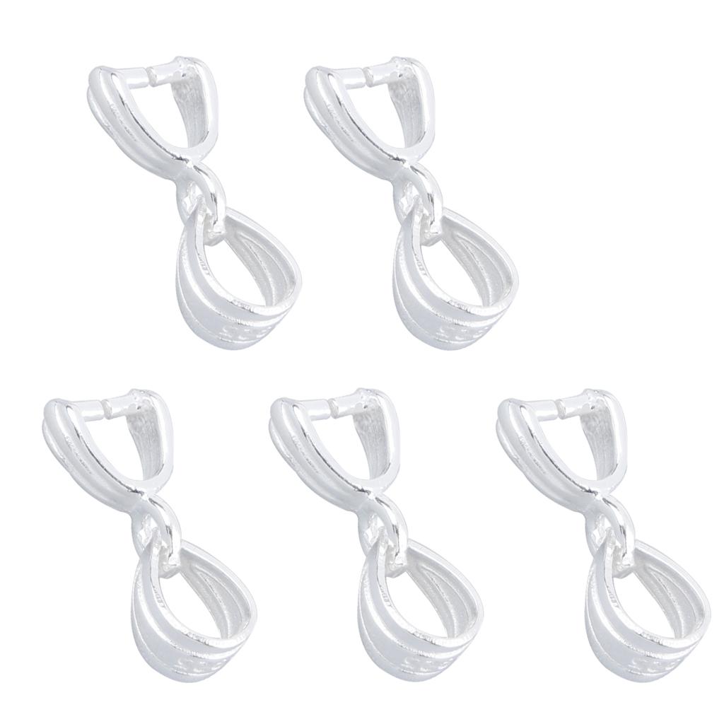 5pcs Sterling Silver Clasp Pinch Clip Bail Pendant Connector Jewelry