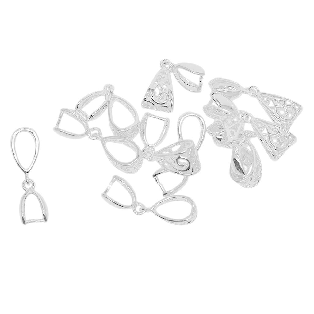 30x Silver Plated Pendant Charms Bails Connector Pinch Clip DIY Jewelry