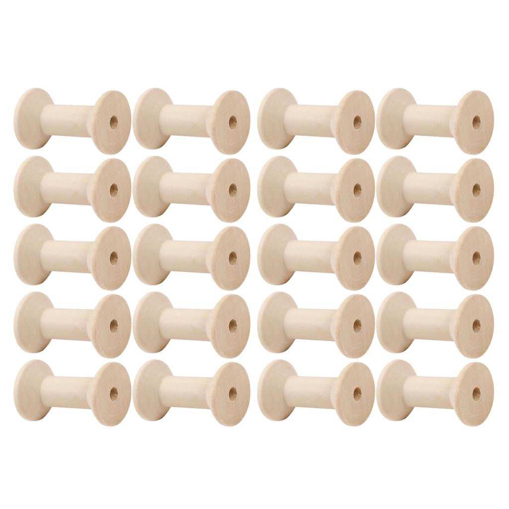 20pcs Wooden Bobbins Thread Spools Cross Stitch Sewing Floss Storage 48x31mm