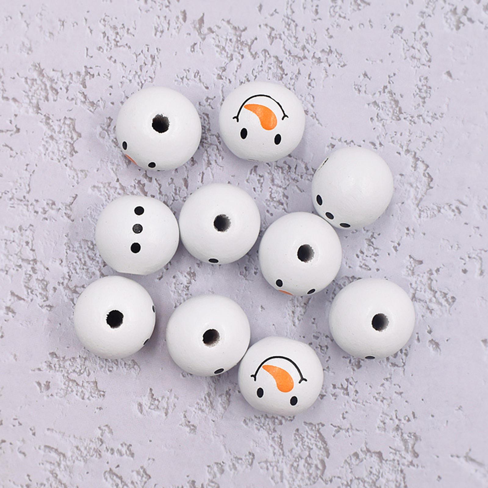 Christmas Wooden Loose Round Beads DIY Craft Charm Jewelry Making Home Decor