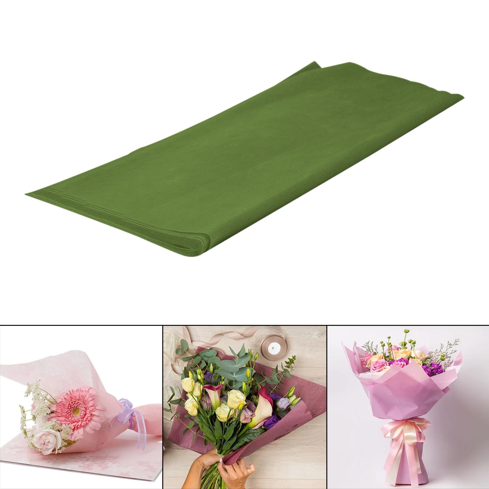 38Pcs Flower Wrapping Paper Bouquet Durable for Anniversary Birthday Holiday Green