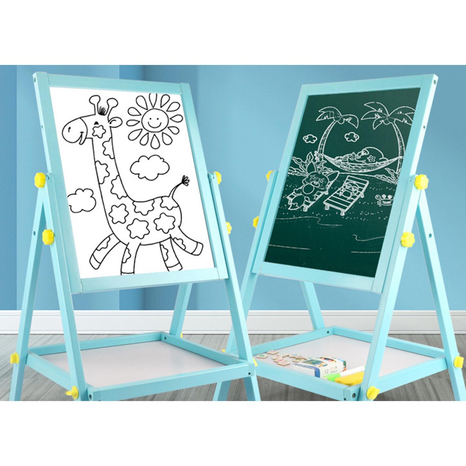Art Easel Double Sided Whiteboard & Chalkboard Wooden for Kids Boys Children