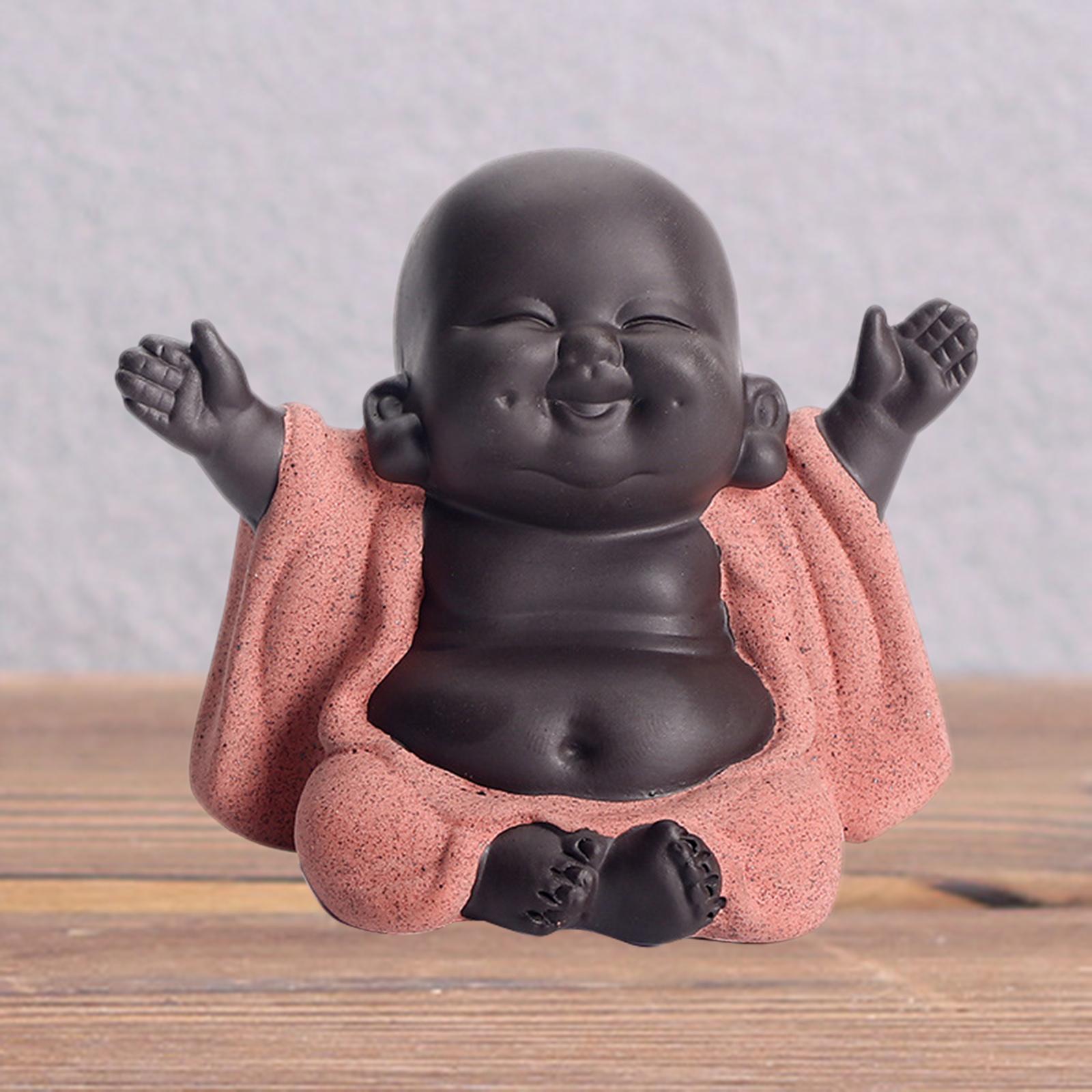 Little Ceramic Smiling Maitreya Happy Buddha Statue Figurine Ornaments A