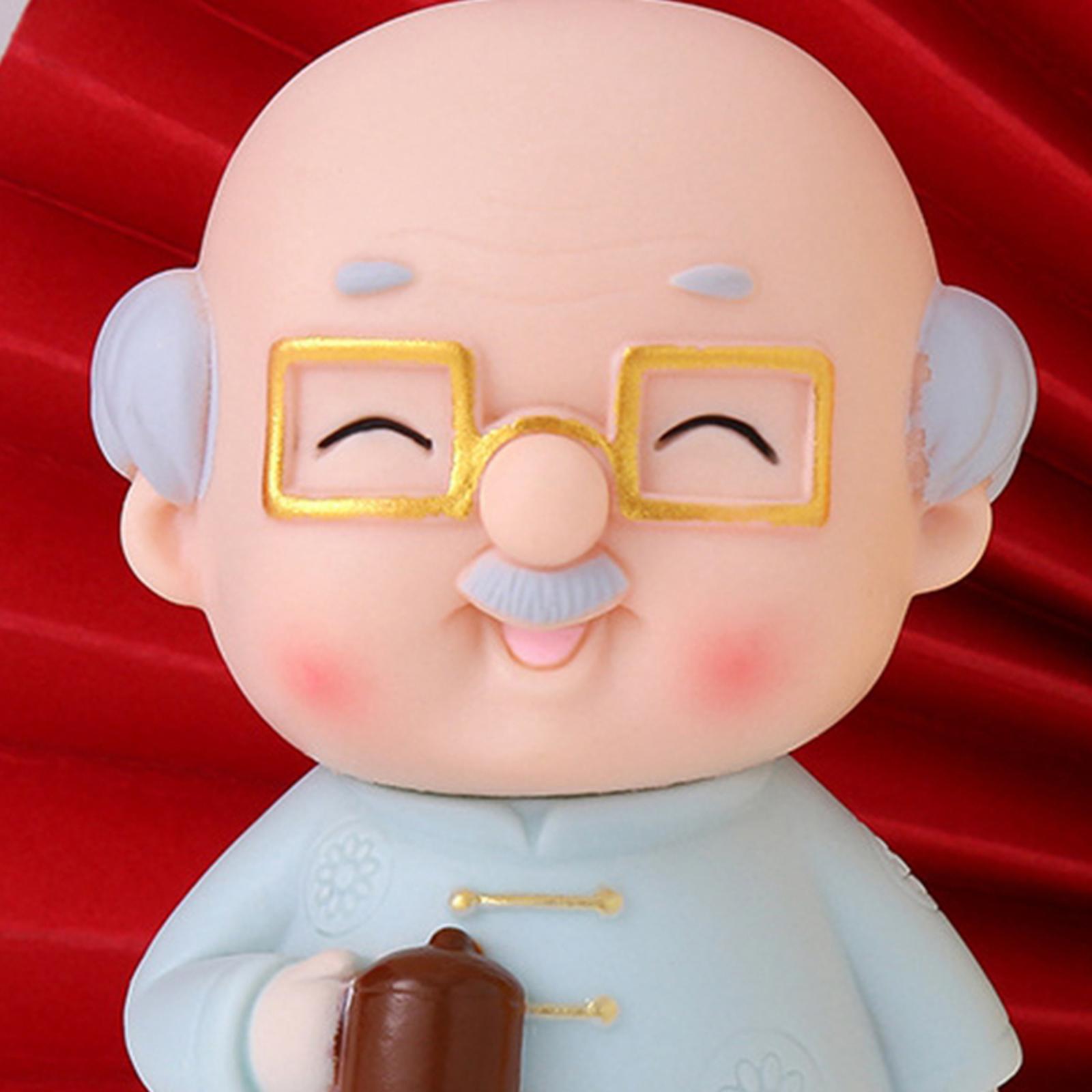 Loving Elderly Couple Figurines Parents Figure Miniature for Birthday