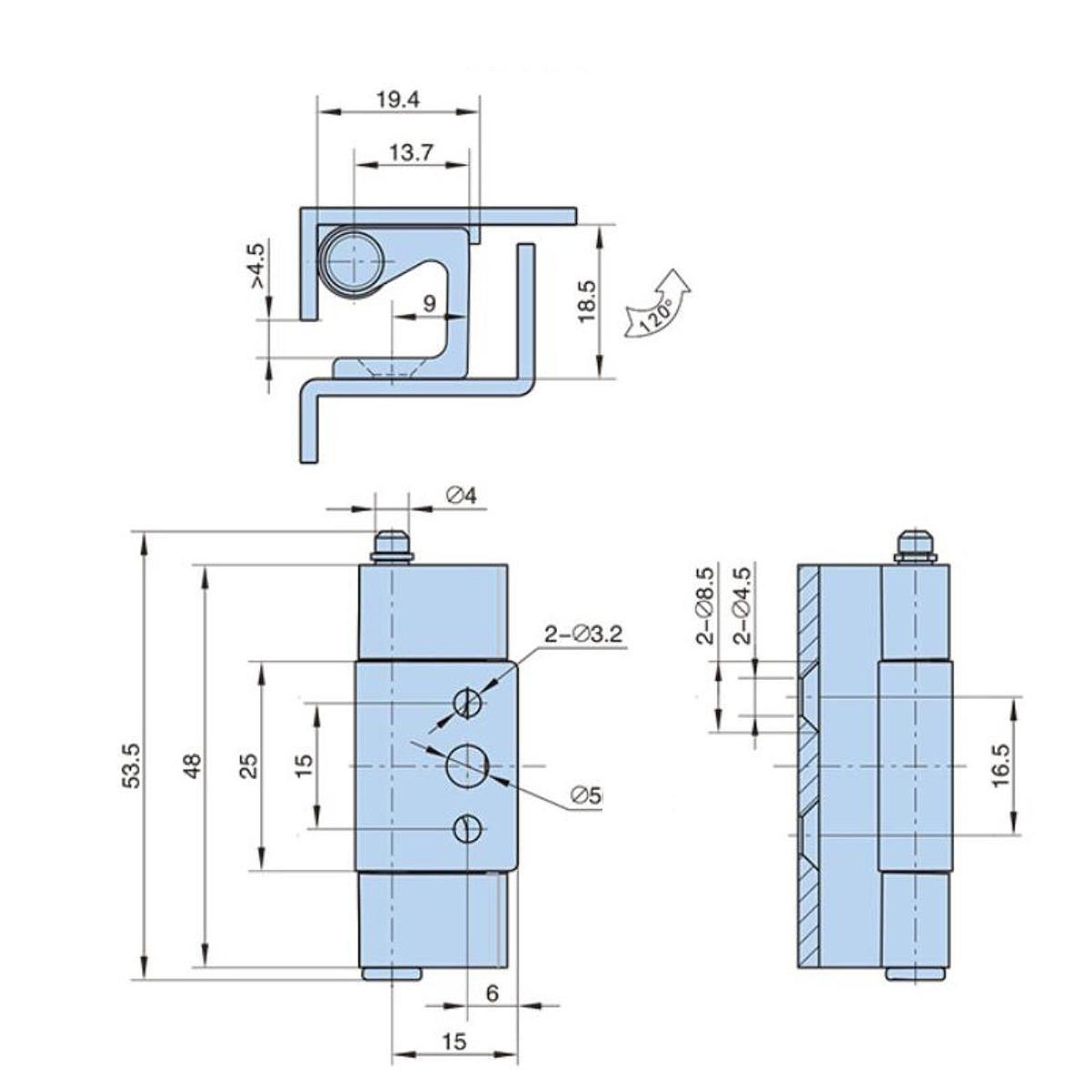 Detachable Rotating Hinge Compact Sturdy High Strength Storage Cabinet Hinge Silver