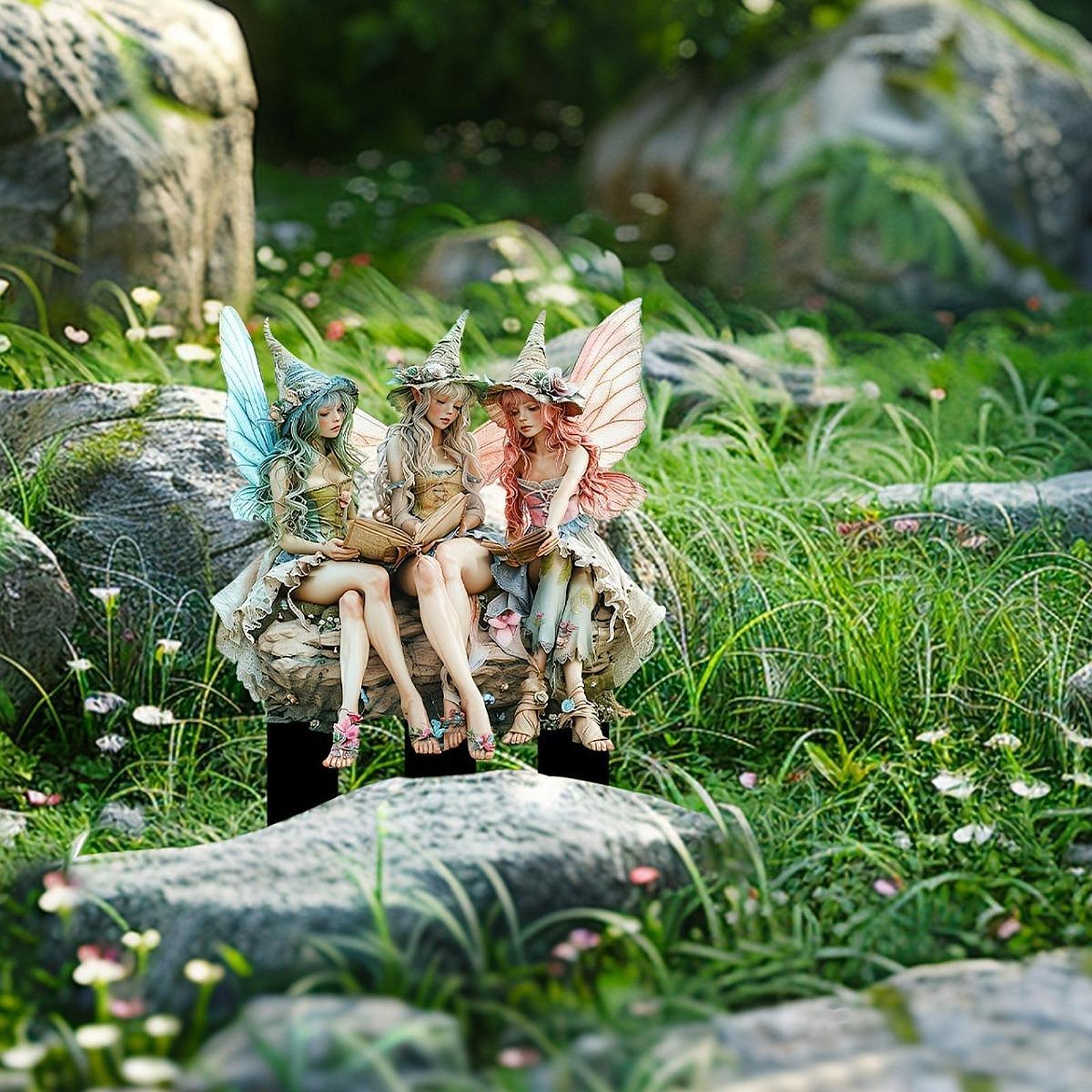 Butterfly Fairies Garden Stake 2D Acrylic Sign for Outside Bonsai Pathway