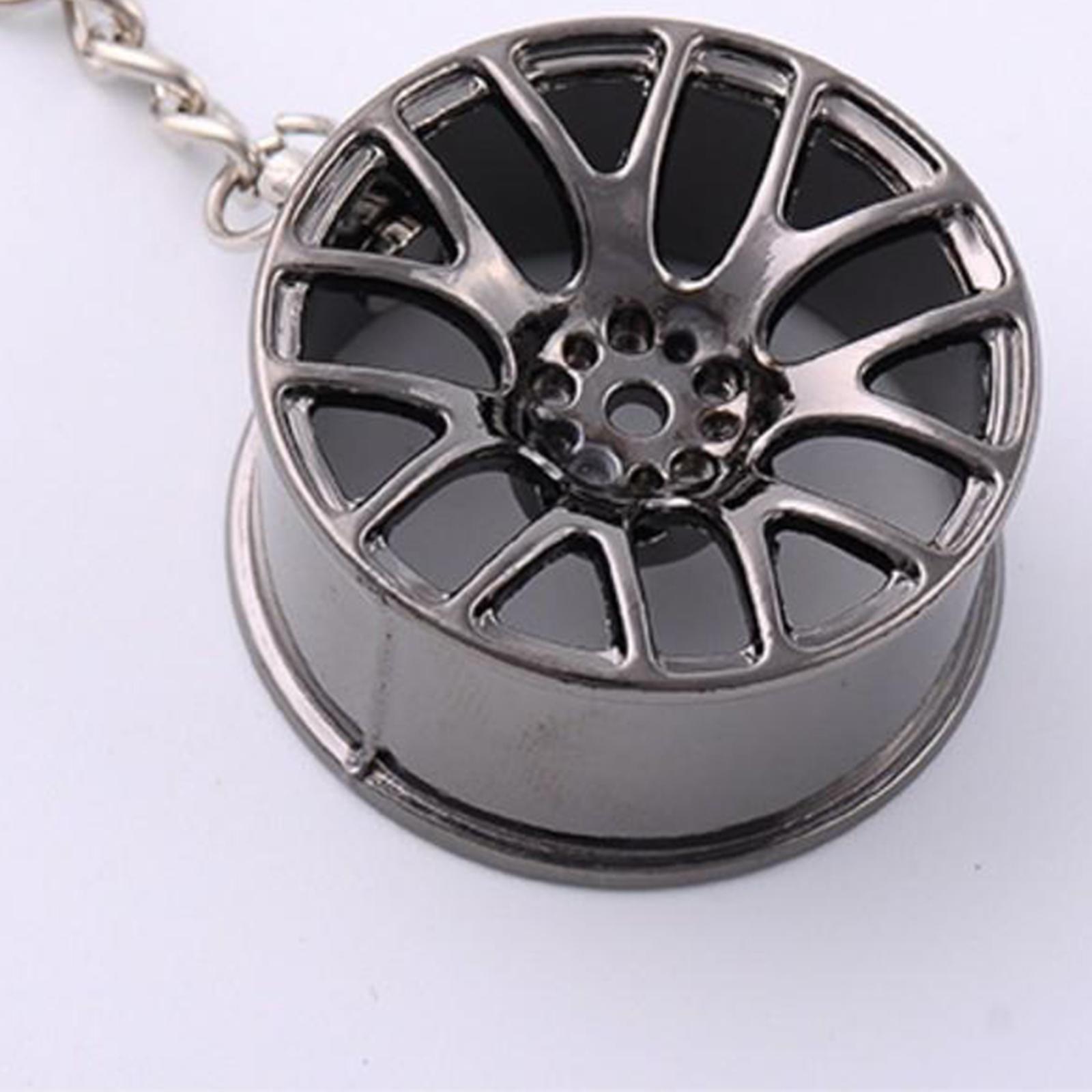 Wheel Rim Keychain Auto Car Handbag Bag Key Chain Keyring Hanging Black