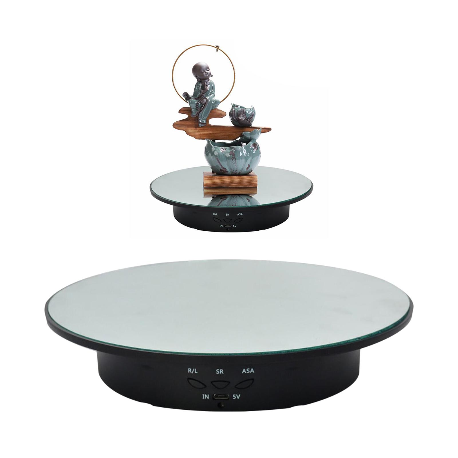 Rotating Display Stand Jewelry Shoes Adjustable Revolving Mirror Base Black