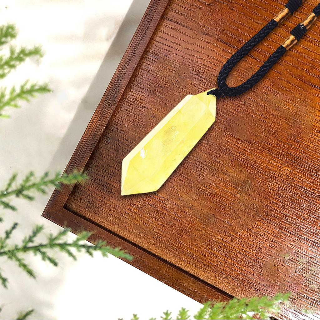 Natural Crystal Pendant Hexagonal Prism Quartz Gemstone Necklace Jewelry