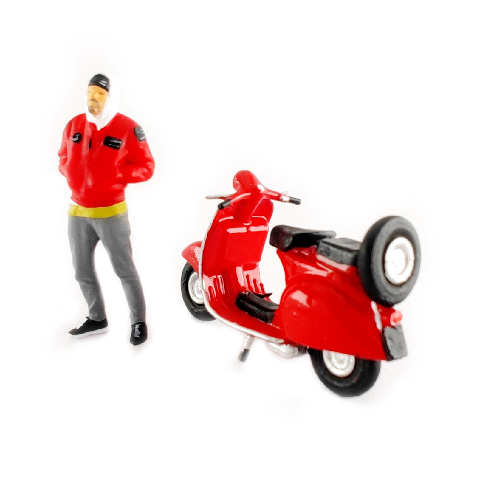 1/64 Figures Bearded Brother Motorcycle Dioramas Miniatures red