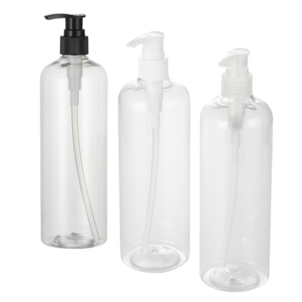 Empty Plastic Shampoo Conditioner Pump Bottle Refillable Dispenser 500ml Black