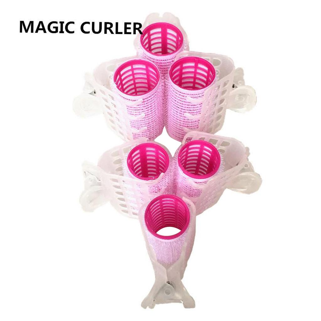 Magic Rollers Cling Stick Hair Curler Curls Wave Styling Salon Tool Pink