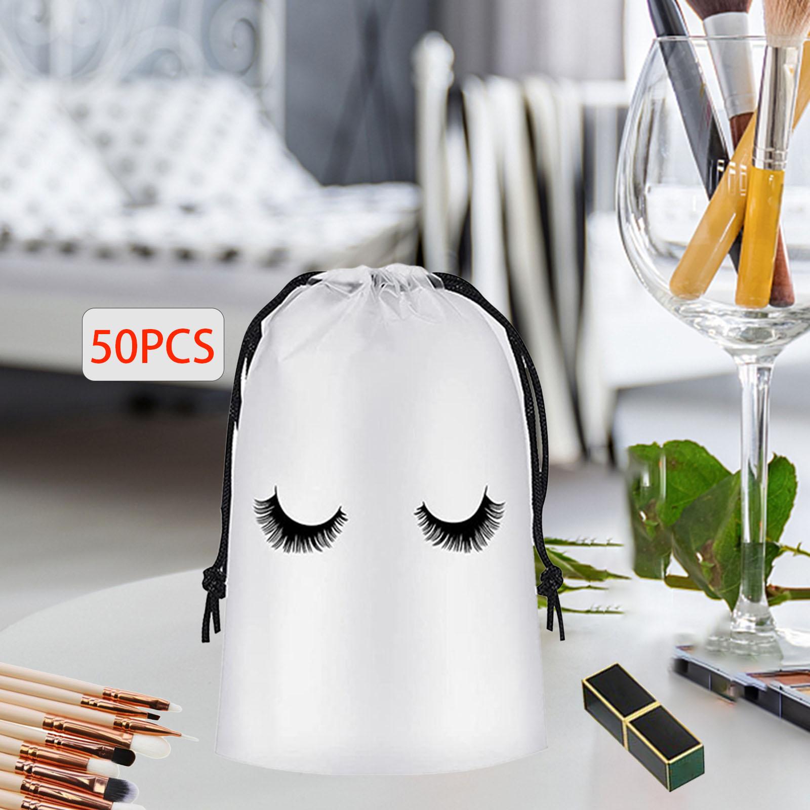 50x Travel Toiletry Makeup Pouch Waterproof with Drawstring Toiletry Bag 10cmx15cm White