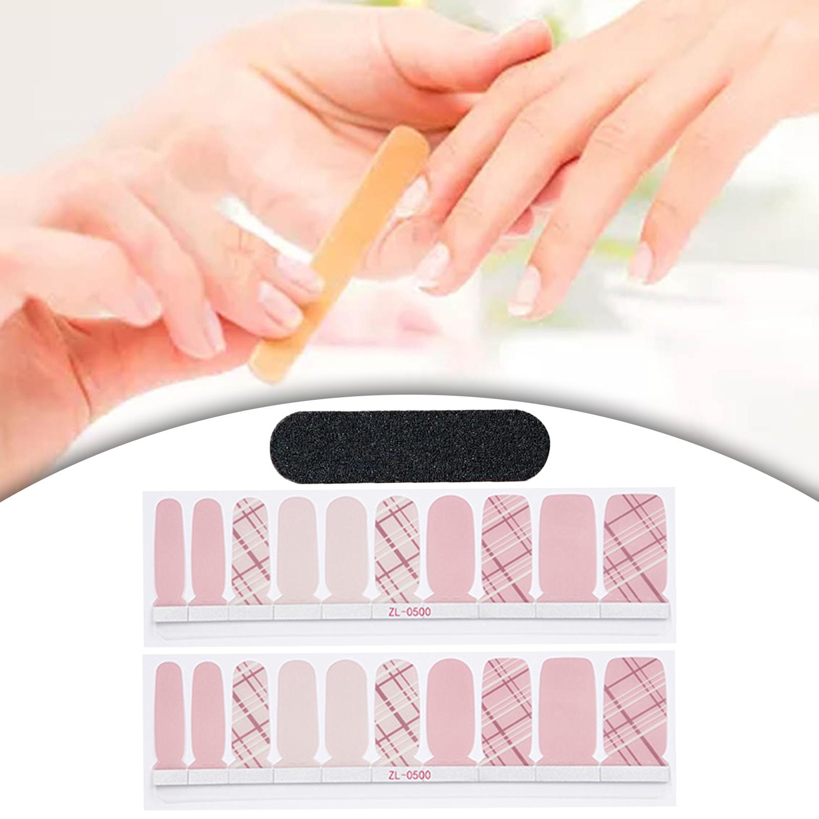 Semi Cured Gel Nail Strips for Women Easy to Apply and Remove with Nail File