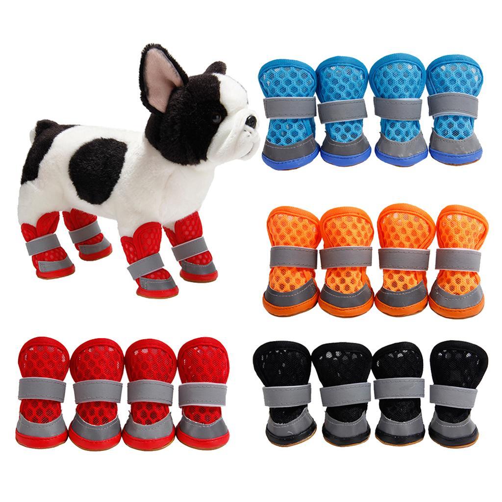 Set of 4 Summer Breathable Dog Shoes Pet Boots For Small