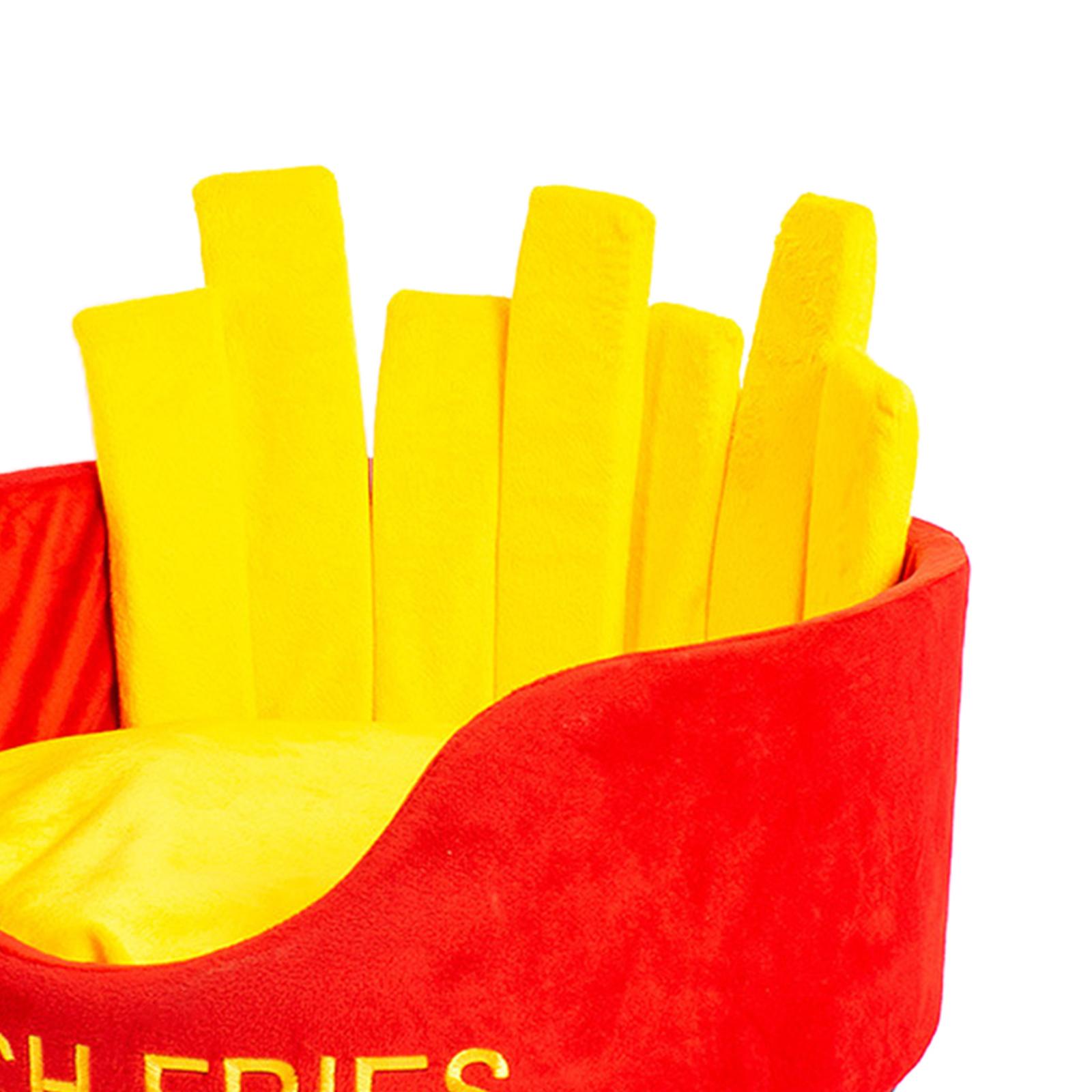 Cat Bed Cave Kennel Cozy Plush Sleeping Cushion Pad French Fries