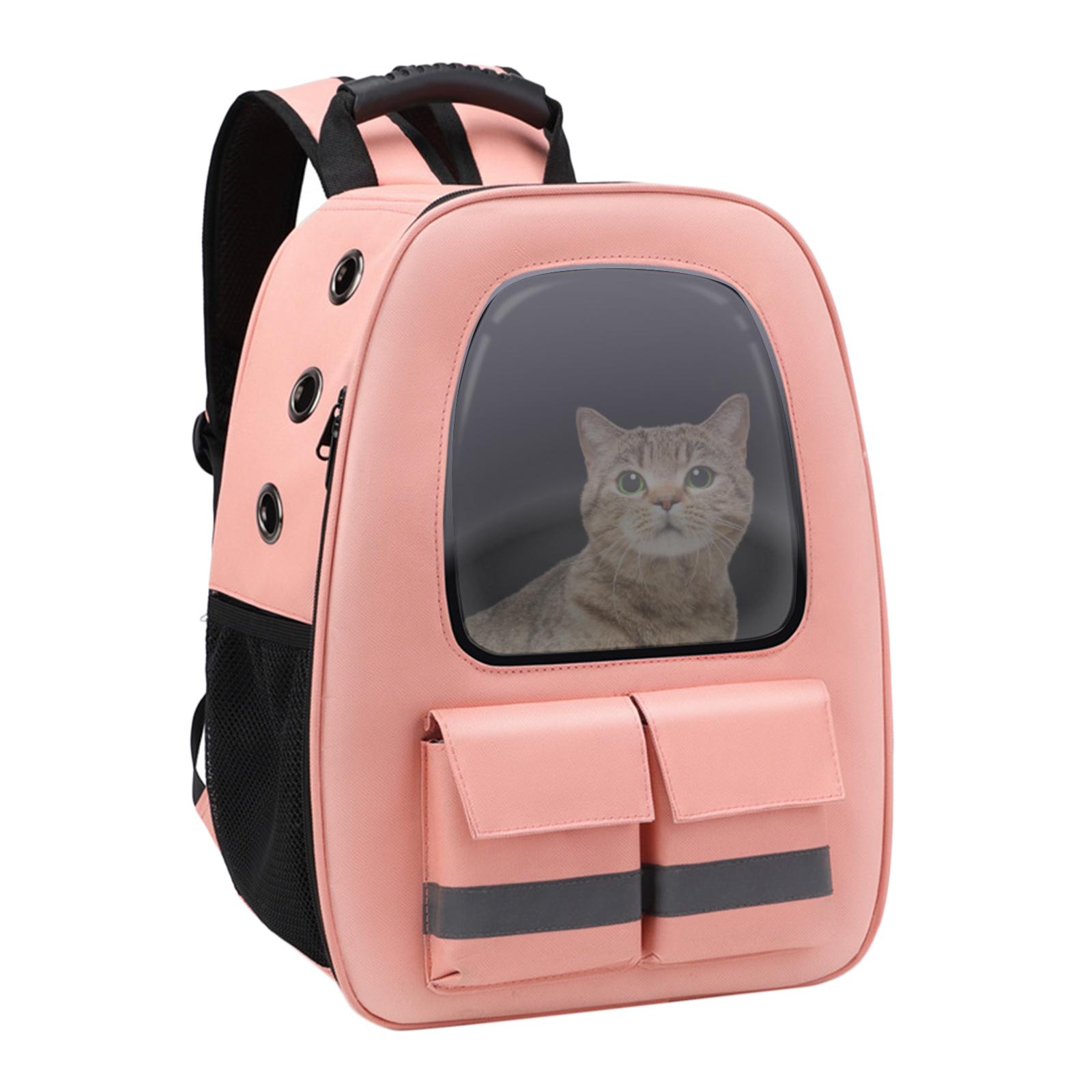 Cat Carrier Backpack Transparent Airline Approved for Outdoor Travel Pink