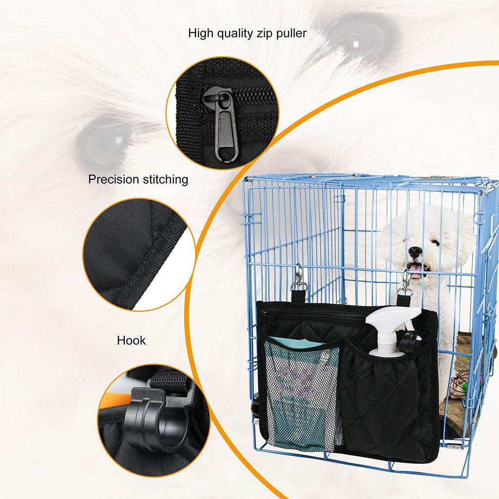 Pet Cage Hanging Storage Bag Food Toy Storage Pet Supplies 3 Pockets Black