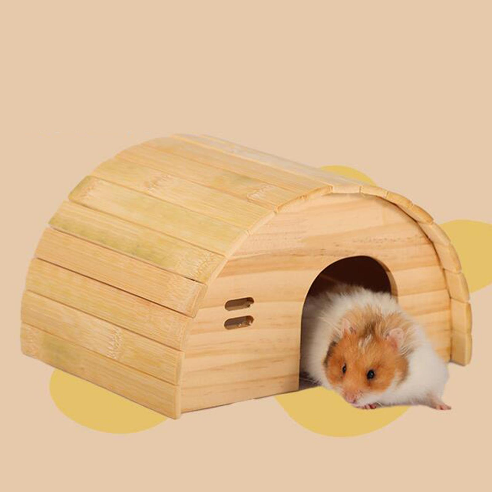 Wooden Hamster Hideout Gerbils Toys Pet Chinchilla Hut Squirrel Hideaway S