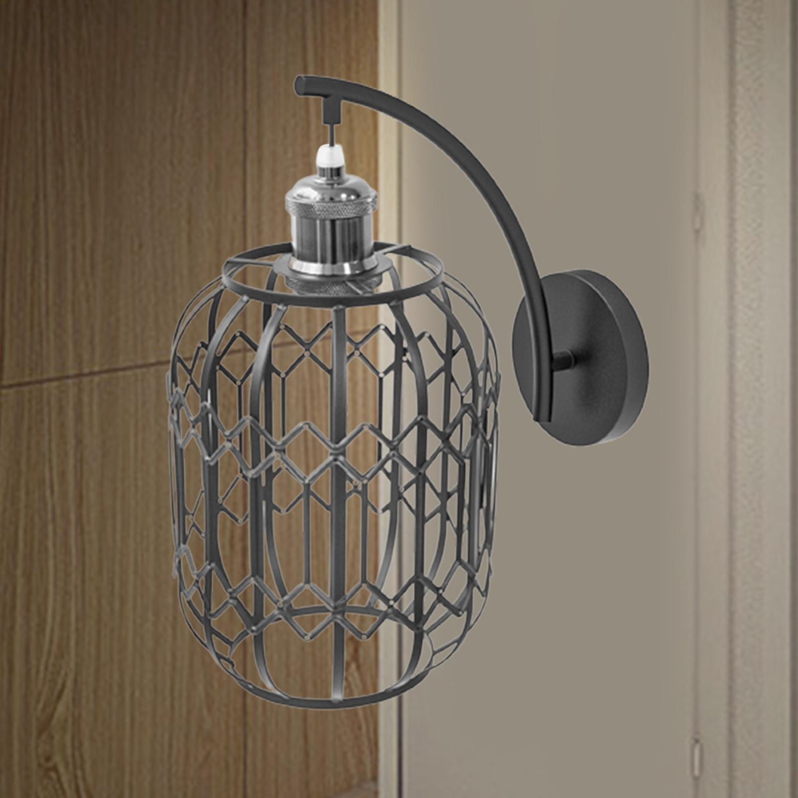 Light Bulb Cage Guard Metal Light Shade DIY Chandelier Lampshade Black Retro